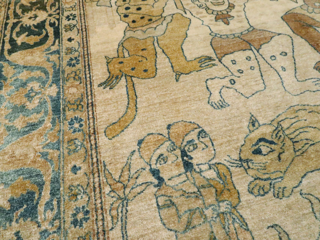 Antique Persian Tabriz Pictorial Rug, No.14202 - Gss