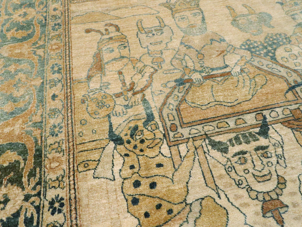 Antique Persian Tabriz Pictorial Rug, No.14202 - Gss