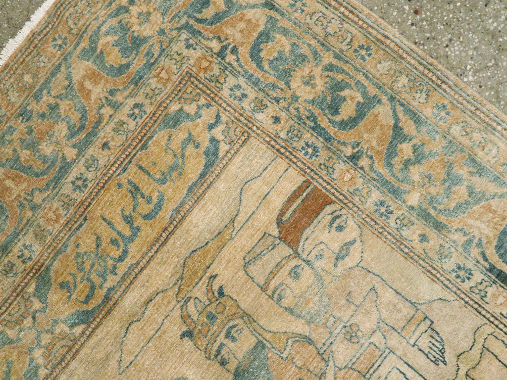Antique Persian Tabriz Pictorial Rug, No.14202 - Gss