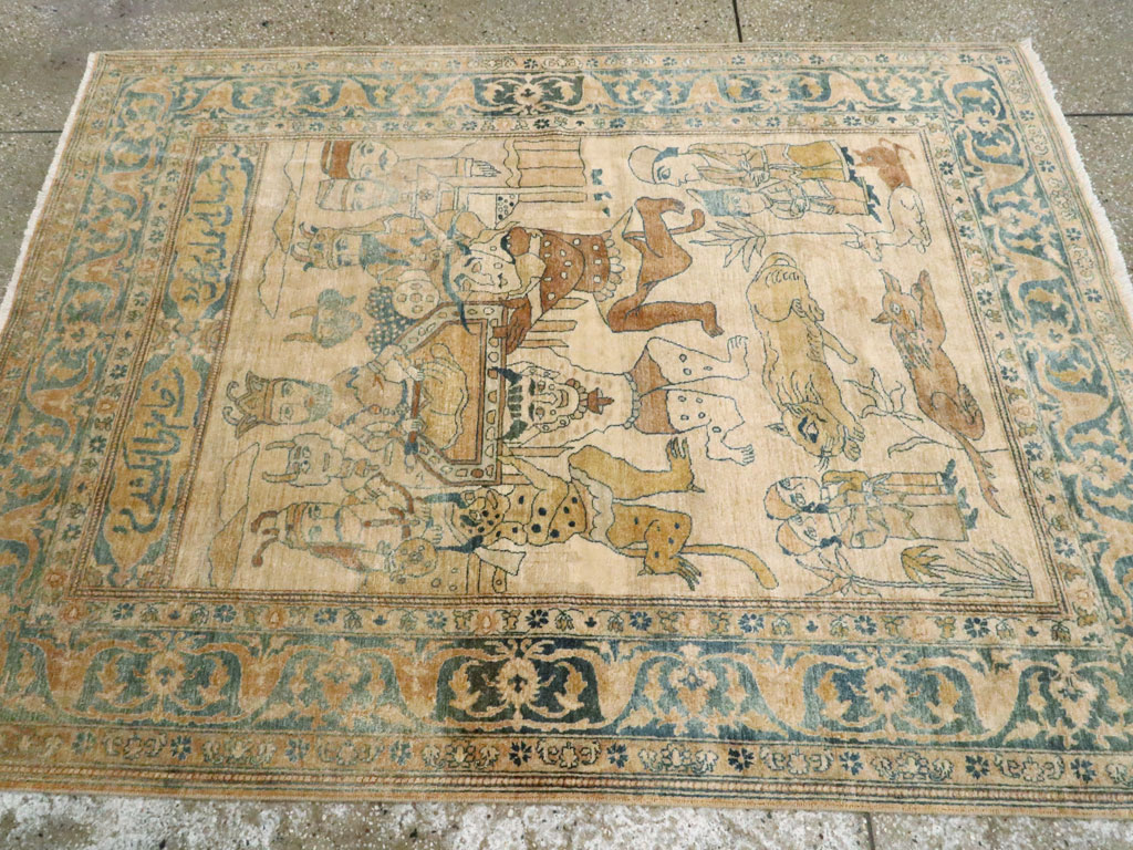 Antique Persian Tabriz Pictorial Rug, No.14202 - Gss