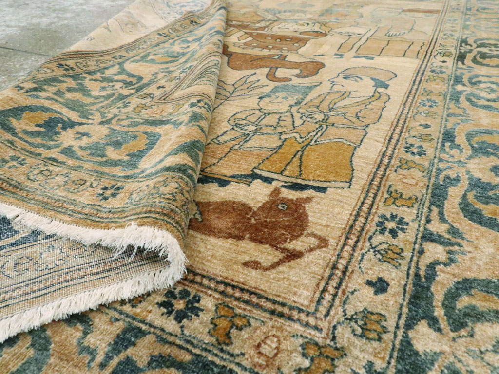 Antique Persian Tabriz Pictorial Rug, No.14202 - Gss