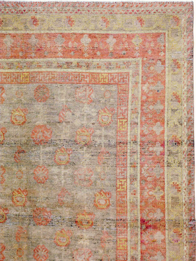 Antique East Turkestan Khotan Carpet, No.14346 - Gss