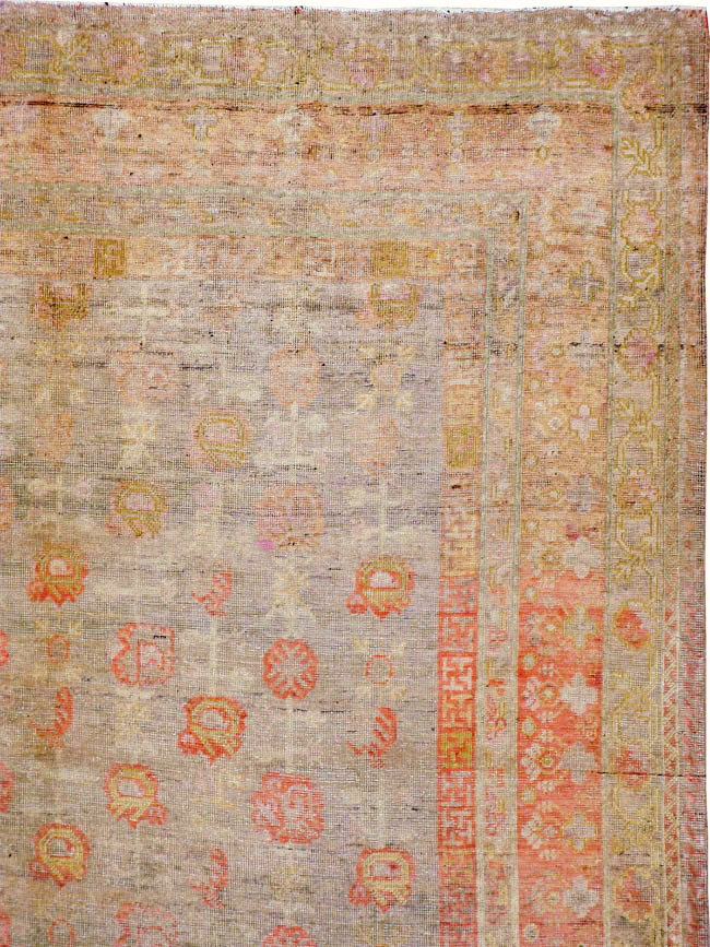 Antique East Turkestan Khotan Carpet, No.14346 - Gss