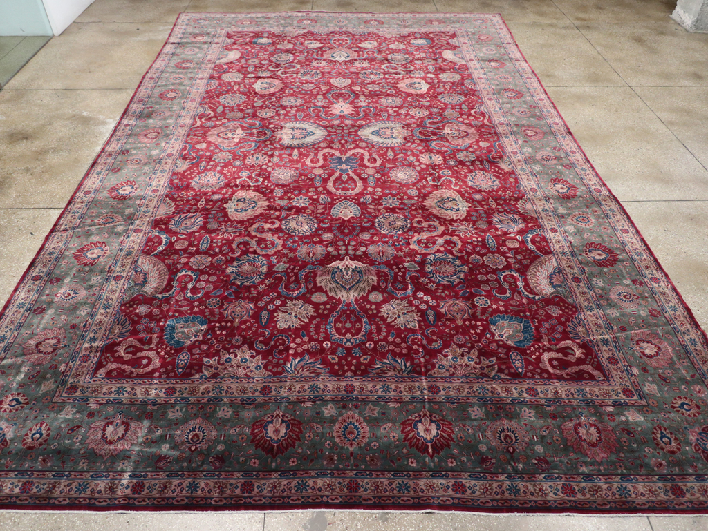 Antique Persian Kashan Large Carpet, No.14369 - Gss