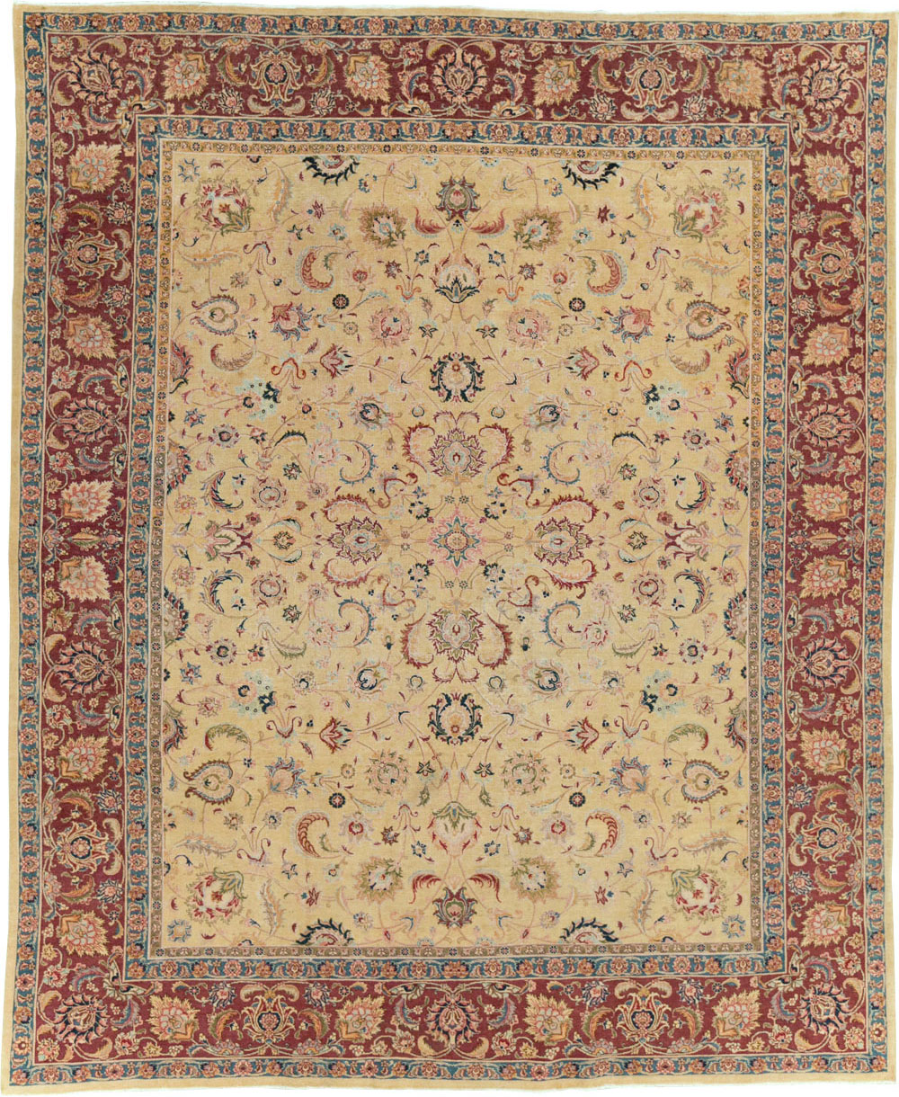 Vintage Persian Tabriz Room Size Carpet, No.14436 - Gss