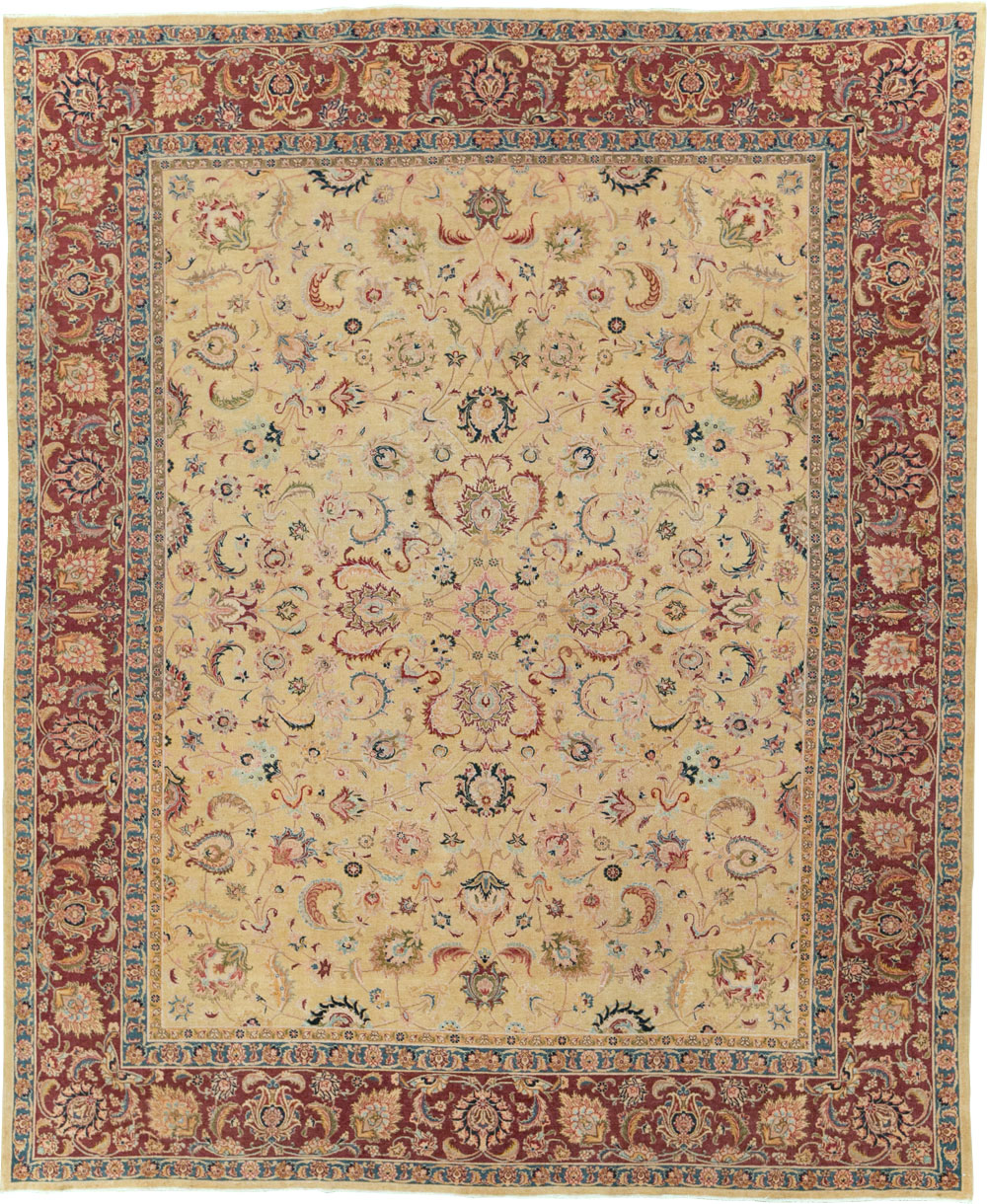 Vintage Persian Tabriz Room Size Carpet, No.14436 - Gss