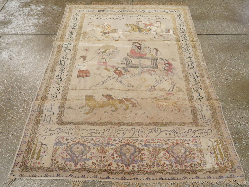 Vintage Turkish Kayseri Pictorial Rug, No.14464 - Gss