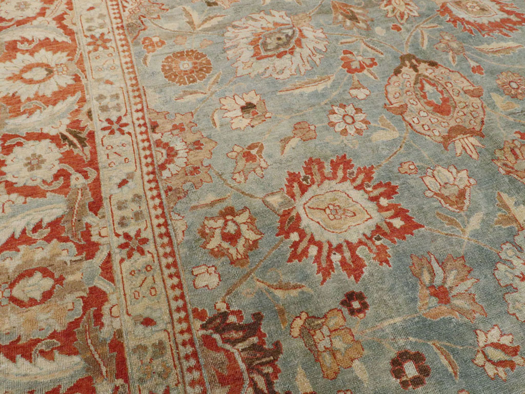 Antique Persian Tabriz Square Rug, No.14522 - Gss