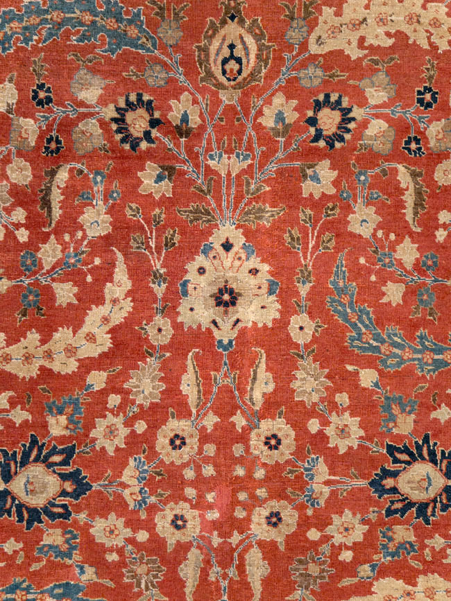 Antique Persian Tabriz Small Room Size Carpet, No.14542 - Gss
