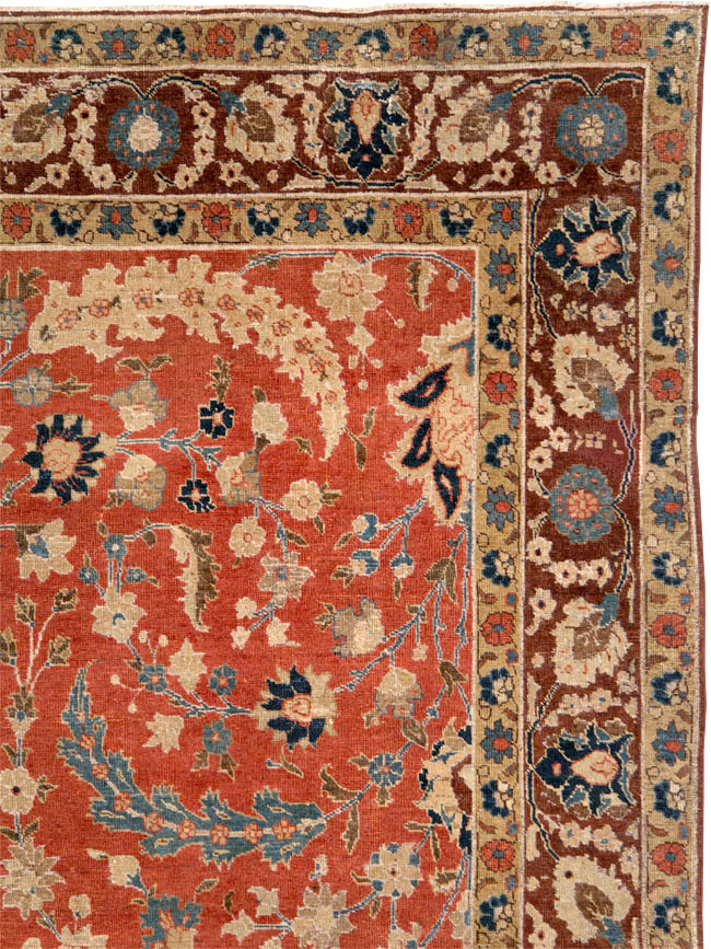 Antique Persian Tabriz Small Room Size Carpet, No.14542 - Gss