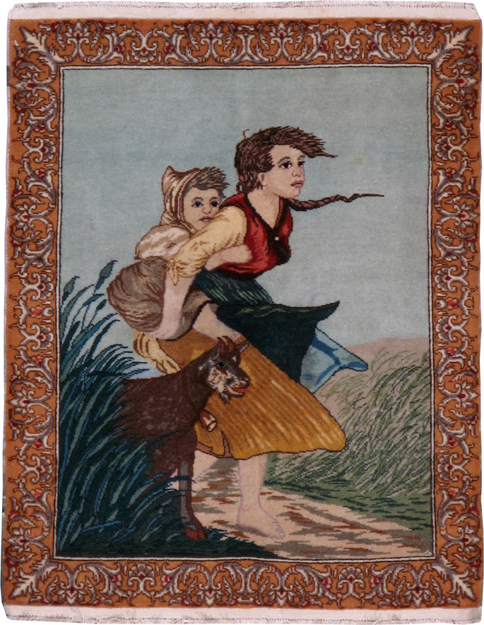 Vintage Persian Tabriz Pictorial Rug, No.14569 - Gss