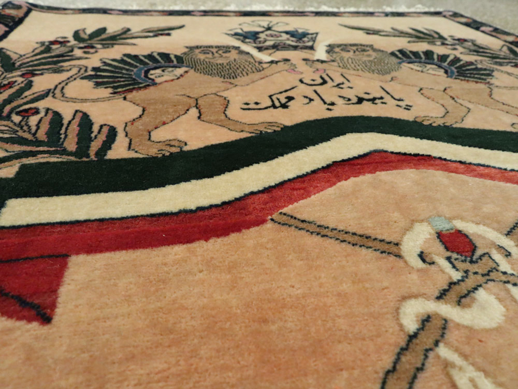 Vintage Persian Kashan Pictorial Rug, No.14572 - Gss