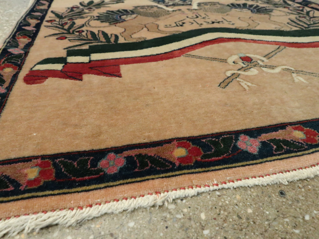 Vintage Persian Kashan Pictorial Rug, No.14572 - Gss