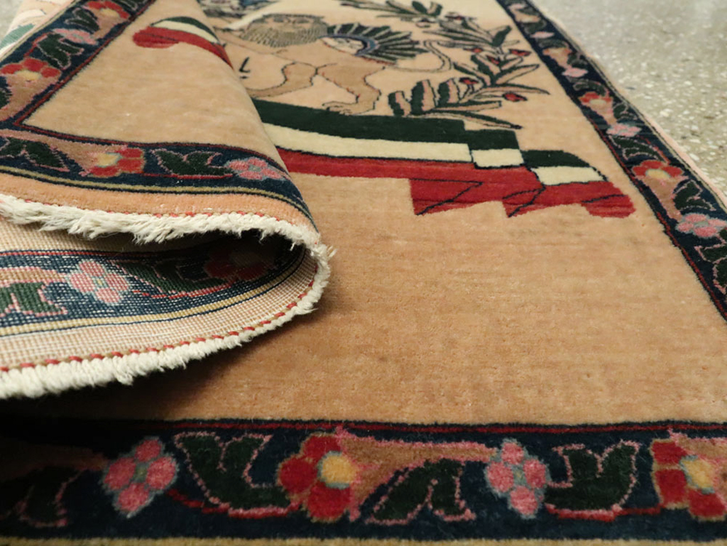 Vintage Persian Kashan Pictorial Rug, No.14572 - Gss