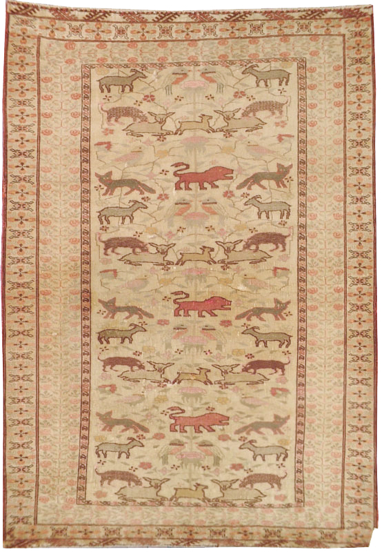 Antique Caucasian Karabagh Pictorial Rug, No.14600 - Gss