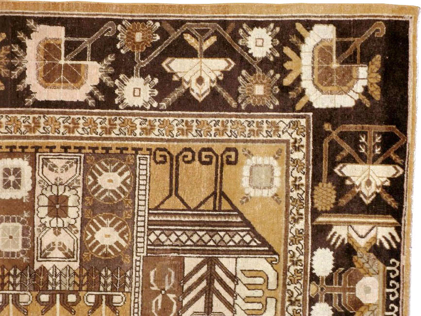 Vintage East Turkestan Khotan Pictorial Carpet, No.14651 - Gss