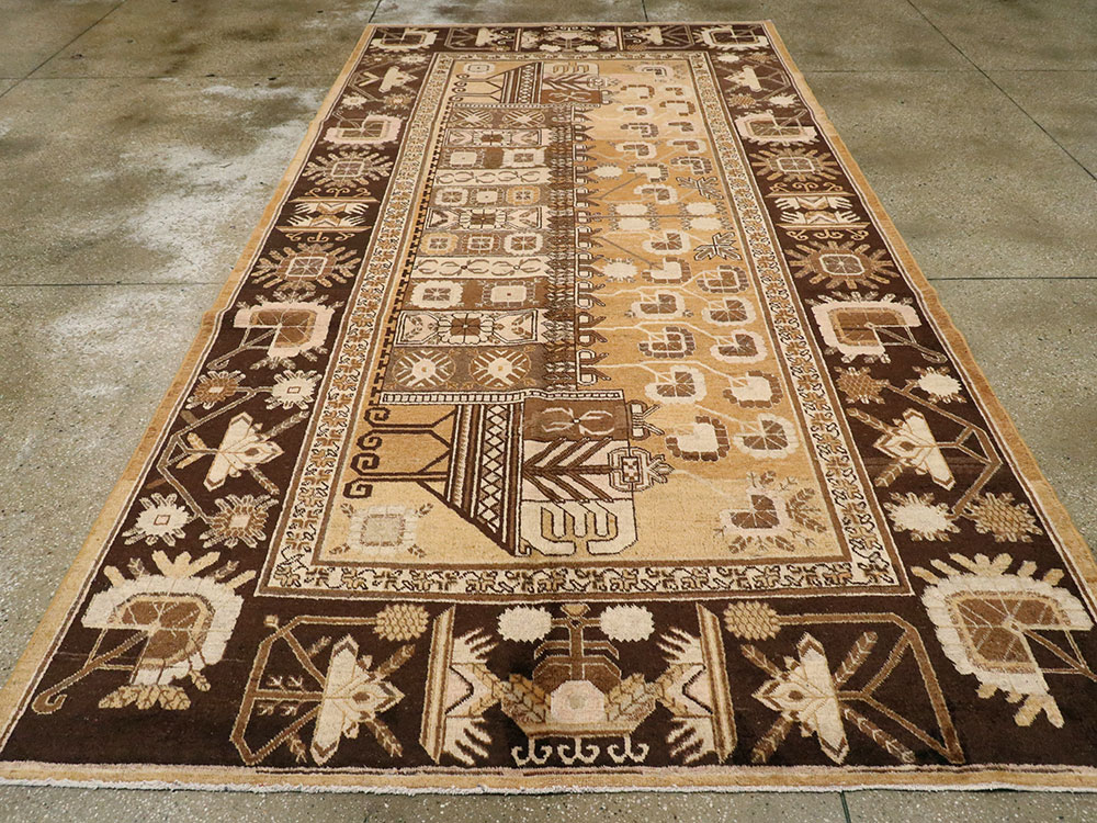 Vintage East Turkestan Khotan Pictorial Carpet, No.14651 - Gss