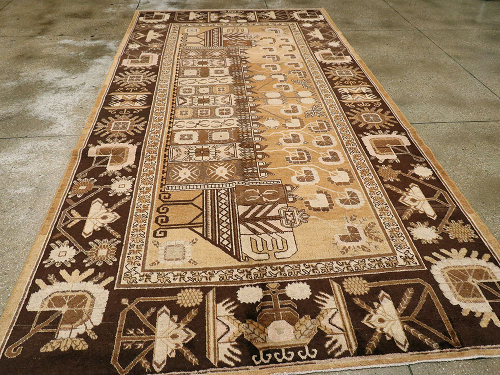 Vintage East Turkestan Khotan Pictorial Carpet, No.14651 - Gss