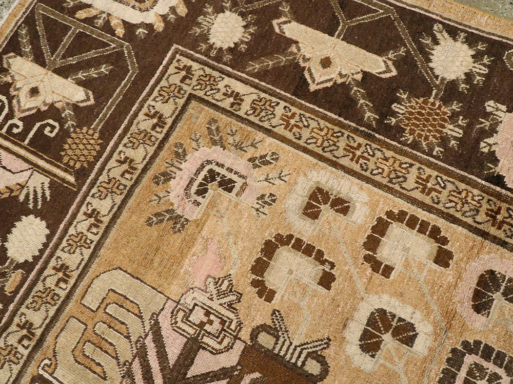 Vintage East Turkestan Khotan Pictorial Carpet, No.14651 - Gss