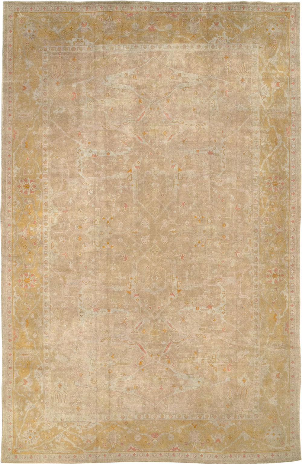 Antique Turkish Oushak Room Size Carpet, No.14933 - Gss