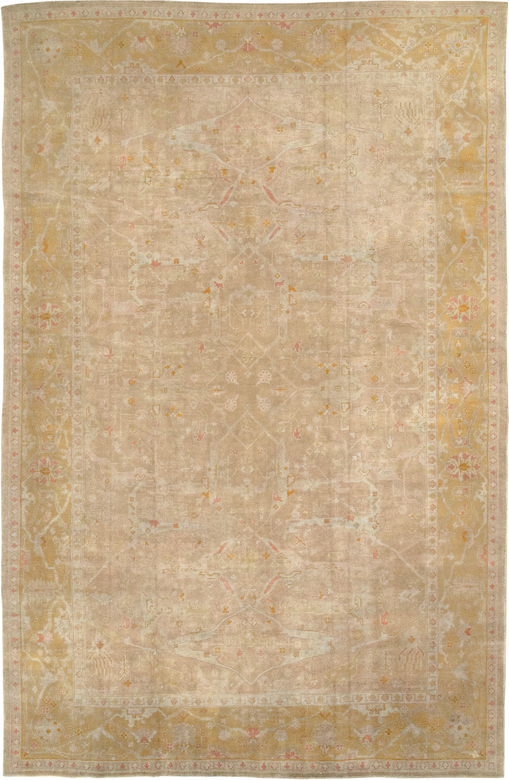 Antique Turkish Oushak Room Size Carpet, No.14933 - Gss