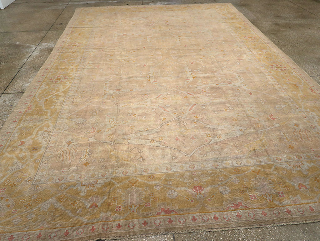 Antique Turkish Oushak Room Size Carpet, No.14933 - Gss