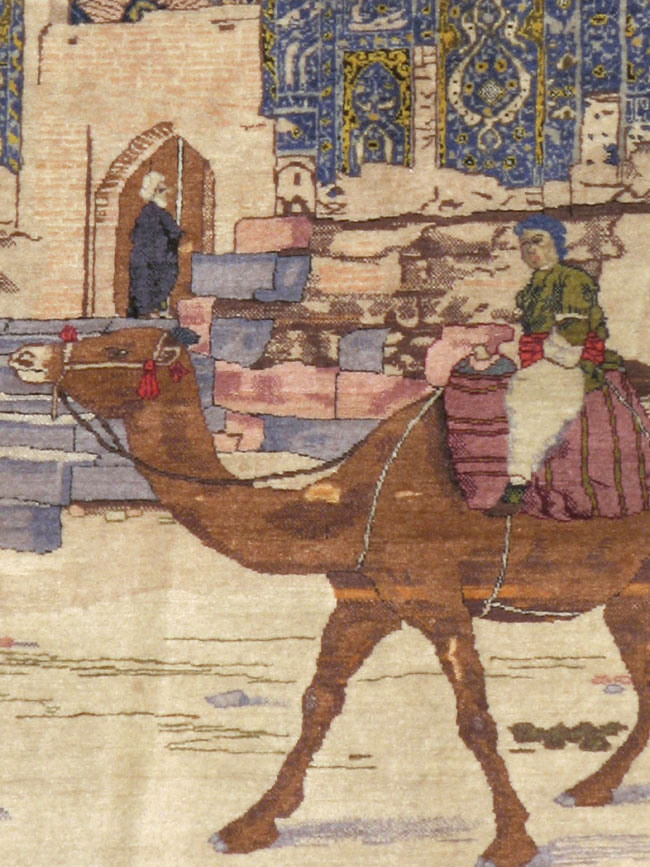 Vintage Persian Tabriz Pictorial Rug, No.15071 - Gss