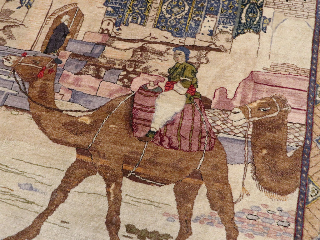 Vintage Persian Tabriz Pictorial Rug, No.15071 - Gss