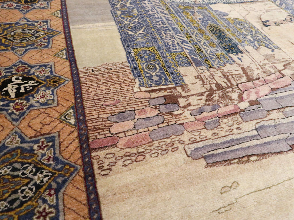 Vintage Persian Tabriz Pictorial Rug, No.15071 - Gss