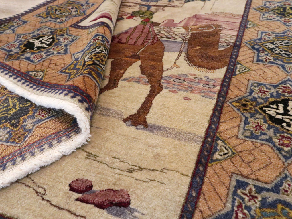 Vintage Persian Tabriz Pictorial Rug, No.15071 - Gss