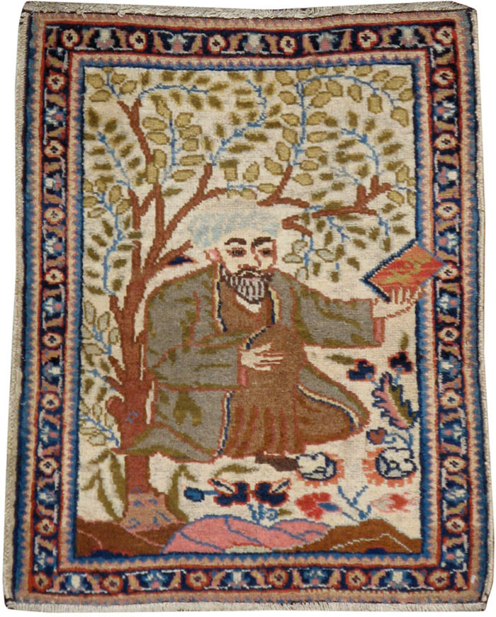 Vintage Persian Tabriz Pictorial Rug, No.15218 - Gss