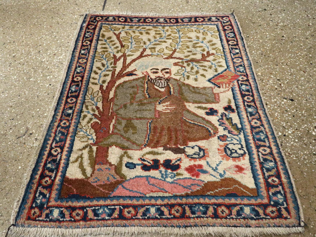Vintage Persian Tabriz Pictorial Rug, No.15218 - Gss