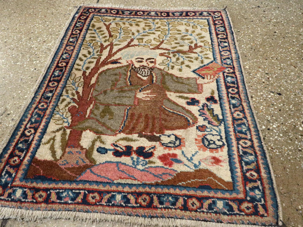 Vintage Persian Tabriz Pictorial Rug, No.15218 - Gss