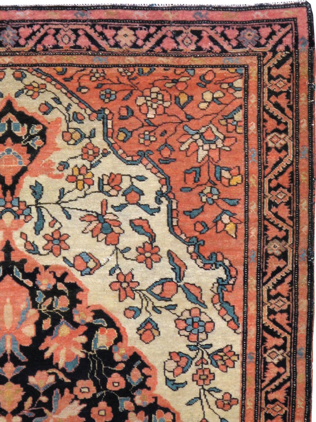 Antique Persian Sarouk Farahan Throw Rug, No.15291 - Gss