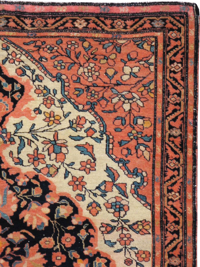 Antique Persian Sarouk Farahan Throw Rug, No.15291 - Gss