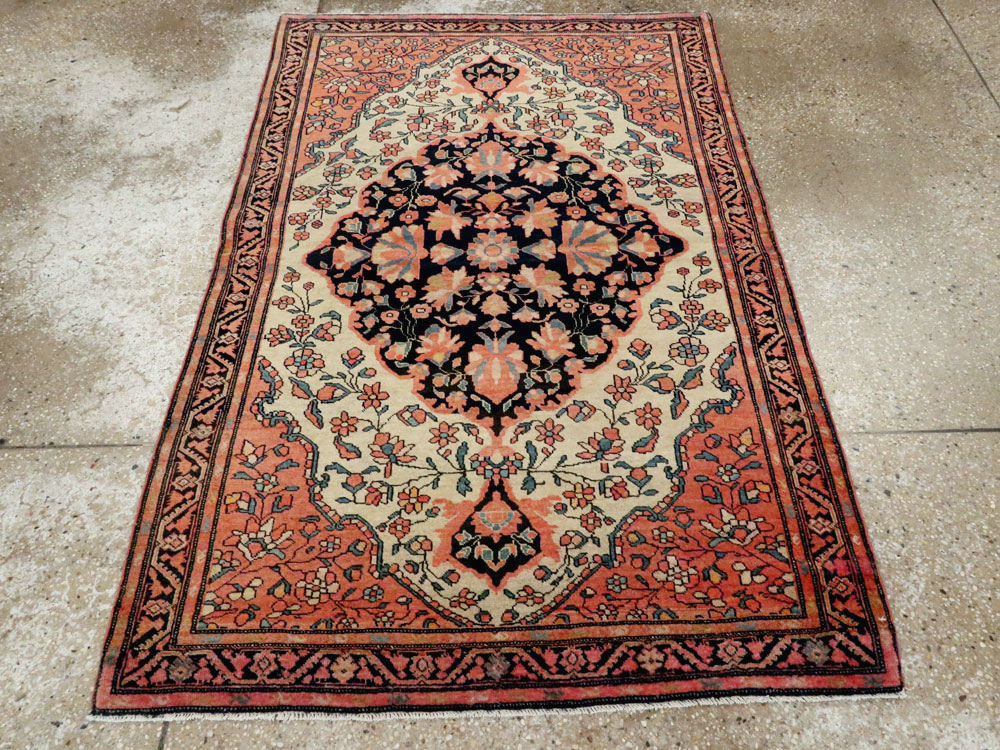 Antique Persian Sarouk Farahan Throw Rug, No.15291 - Gss
