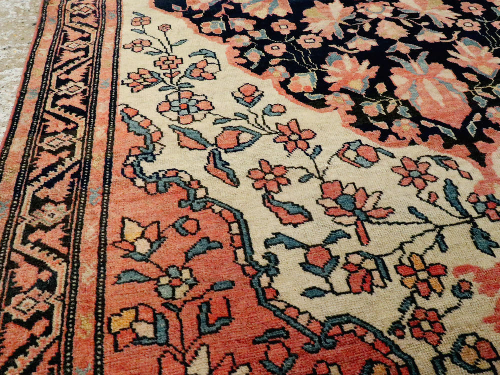 Antique Persian Sarouk Farahan Throw Rug, No.15291 - Gss