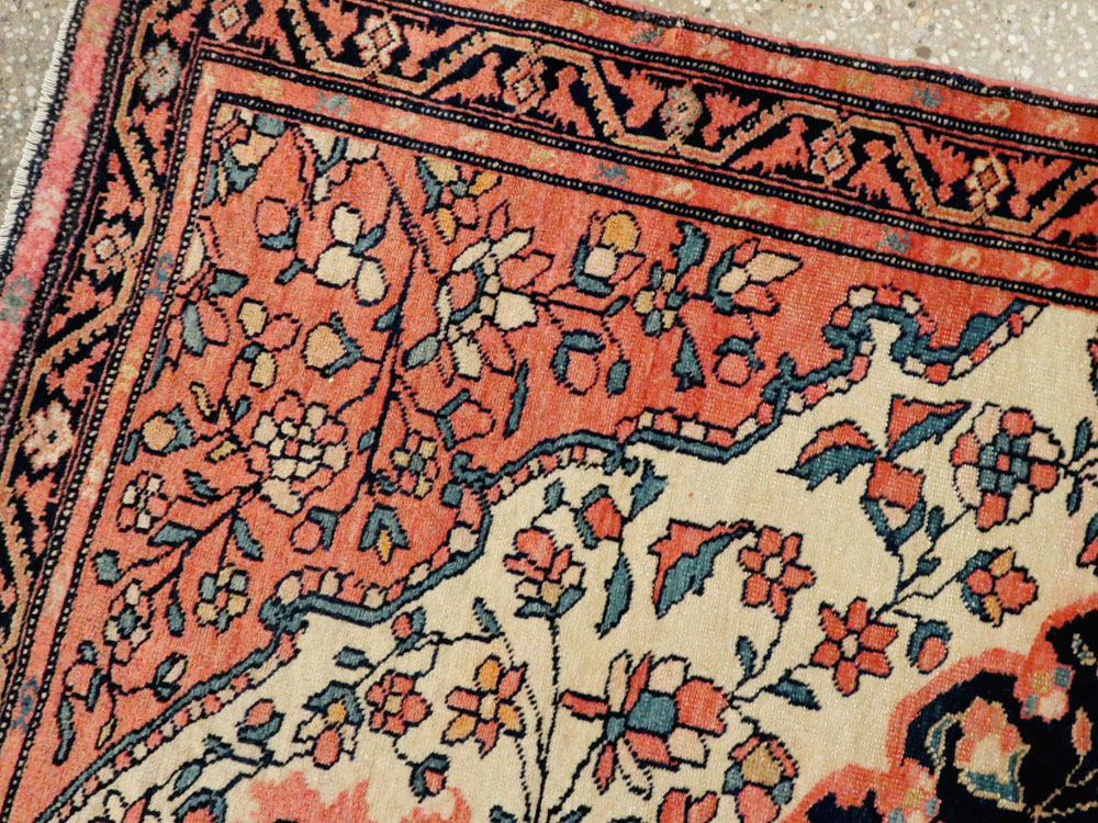 Antique Persian Sarouk Farahan Throw Rug, No.15291 - Gss