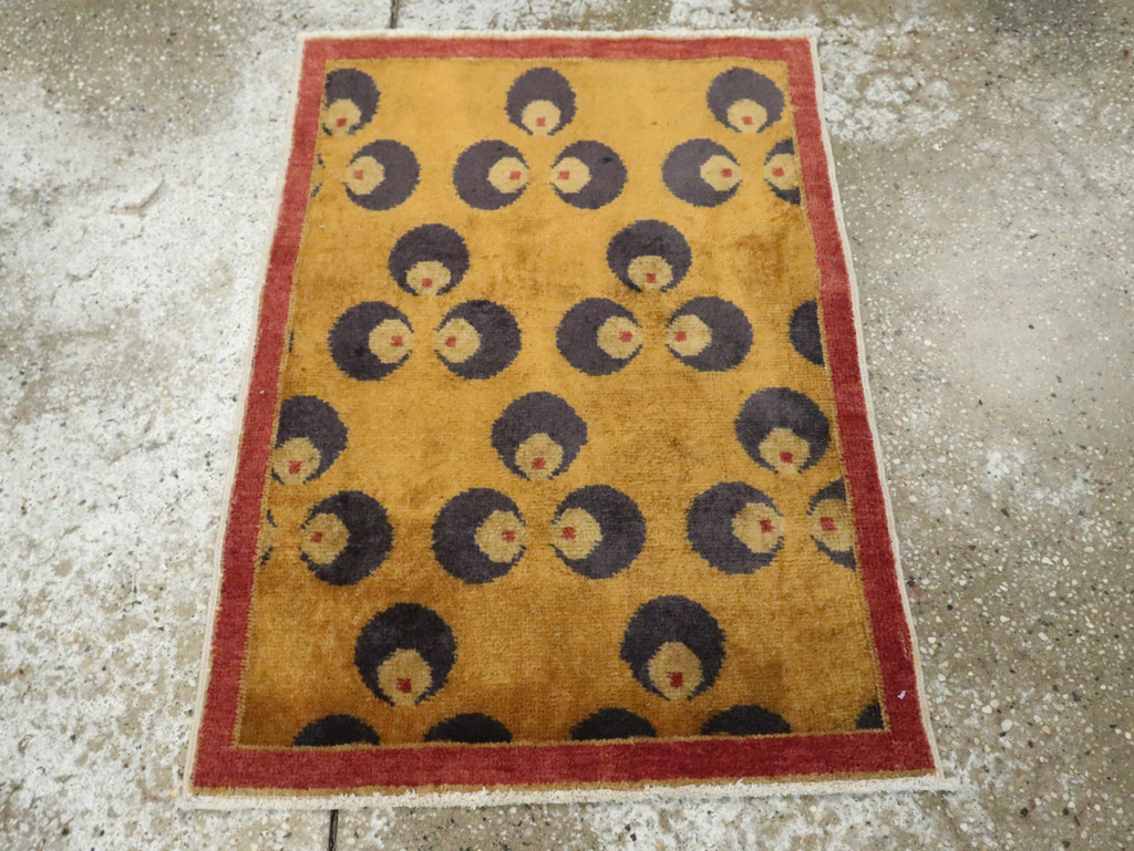 Vintage Turkish Art Deco Throw Rug, No.15306 - Gss