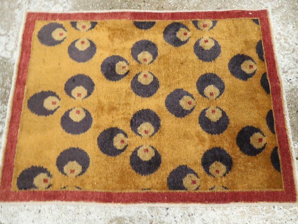 Vintage Turkish Art Deco Throw Rug, No.15306 - Gss