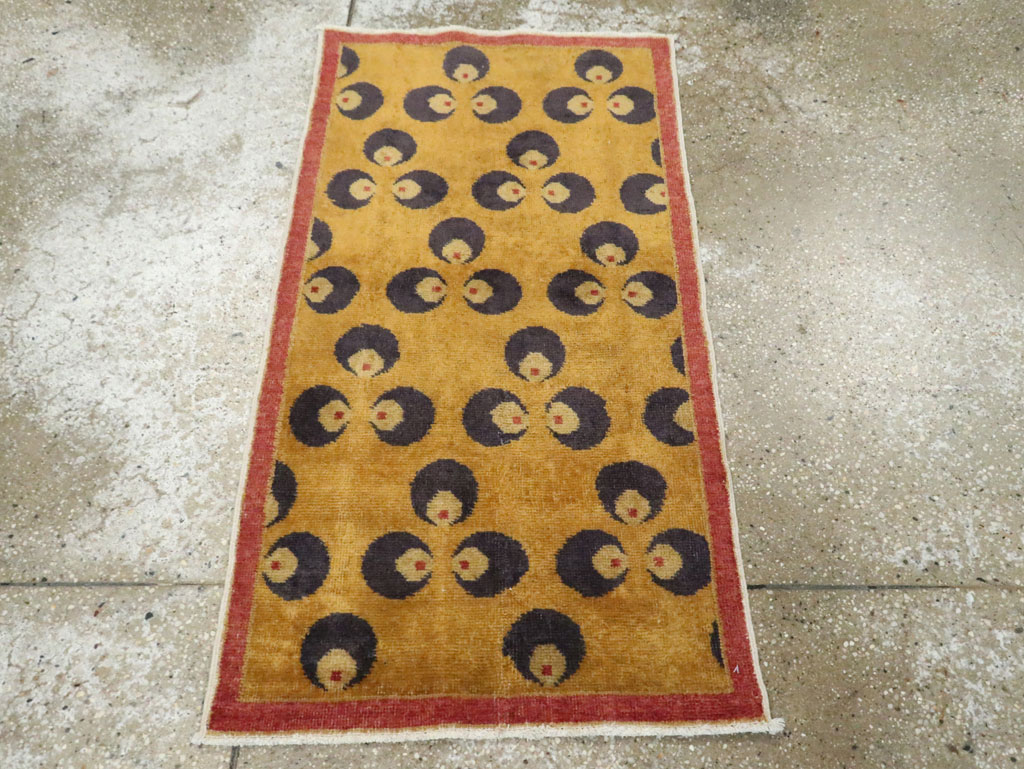 Vintage Turkish Art Deco Throw Rug, No.15314 - Gss