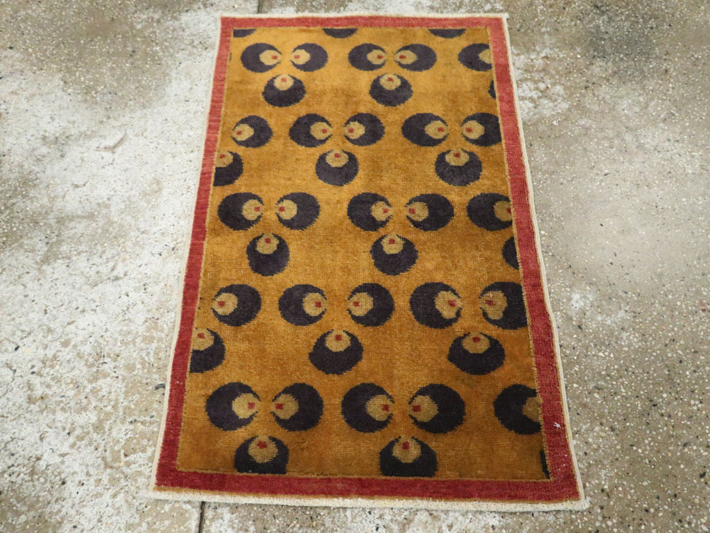 Vintage Turkish Art Deco Throw Rug, No.15315 - Gss