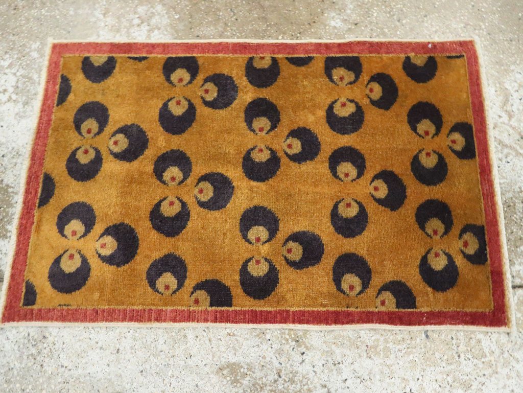 Vintage Turkish Art Deco Throw Rug, No.15315 - Gss