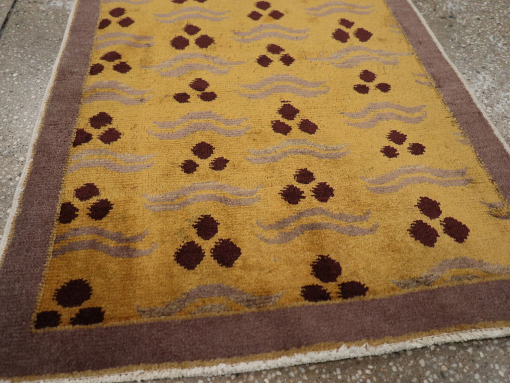 Vintage Turkish Art Deco Throw Rug, No.15319 - Gss