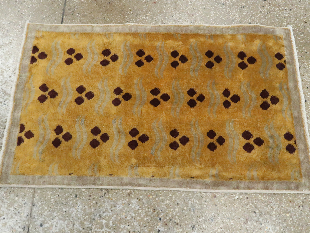 Vintage Turkish Art Deco Throw Rug, No.15326 - Gss