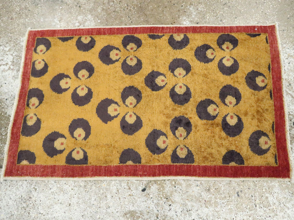 Vintage Turkish Art Deco Throw Rug, No.15331 - Gss