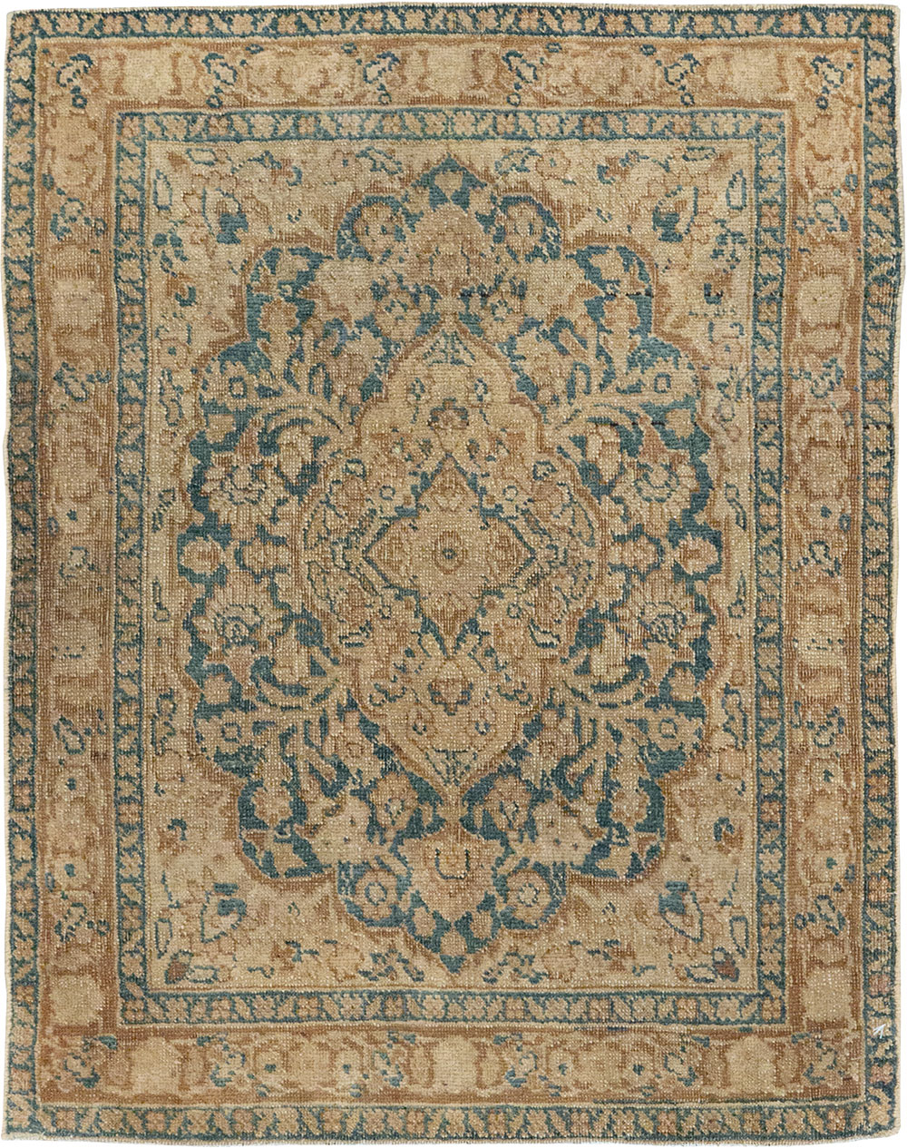 Antique Persian Mashad Throw Rug, No.15334 - Gss