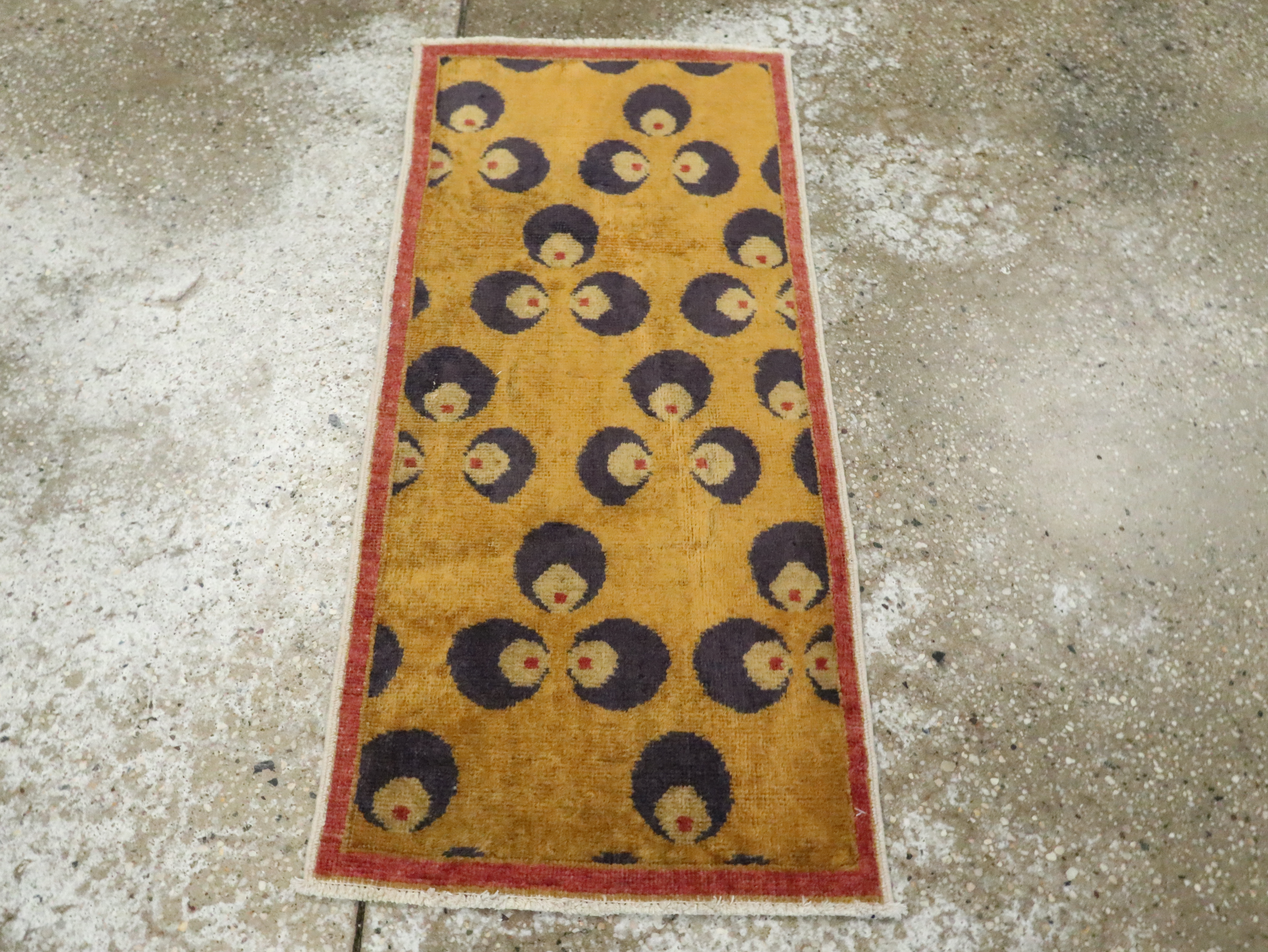 Vintage Turkish Art Deco Throw Rug, No.15343 - Gss