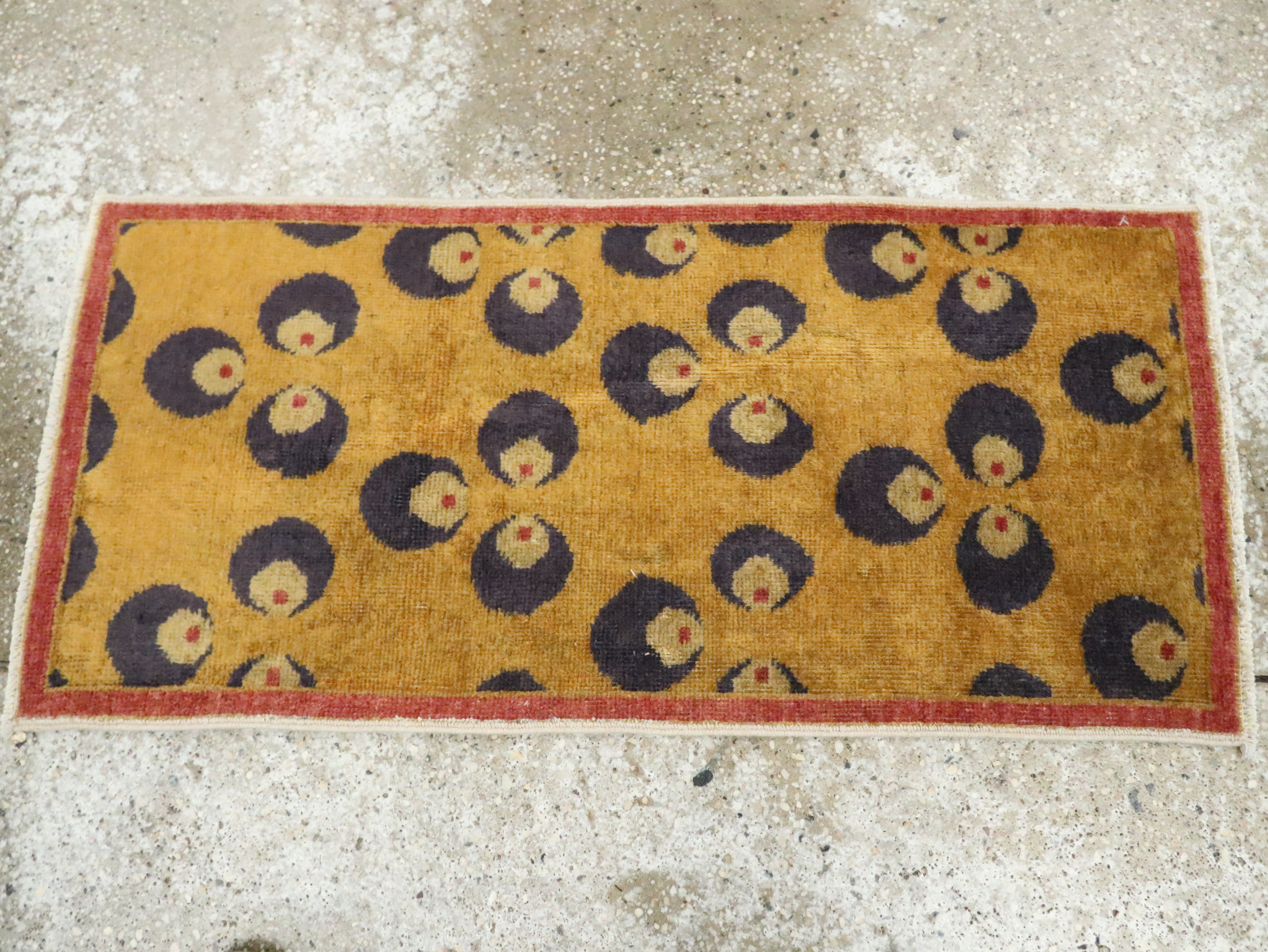 Vintage Turkish Art Deco Throw Rug, No.15343 - Gss