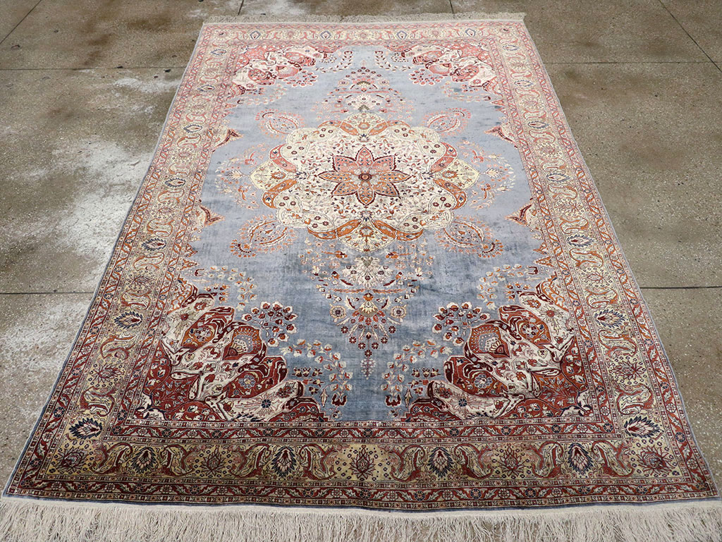 Antique Turkish Herekeh Silk Rug, No.15636 - Gss